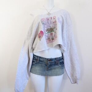 y2k california republic cropped sweatshirt off shoulder